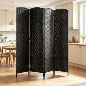 4 Panel Room Divider 70.9 Inch Tall Privacy Screen Portable Weave Partition Wall for Bedroom Coffee Space Separation (Option: Default Title)