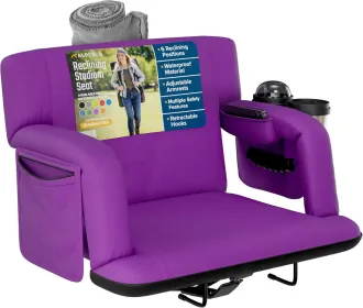 Alpcour Premium Reclining Stadium Seat For Bleachers With Back Support (Option: Purple-25Wide)