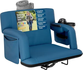 Alpcour Premium Reclining Stadium Seat For Bleachers With Back Support (Option: NavyBlue-25Wide)