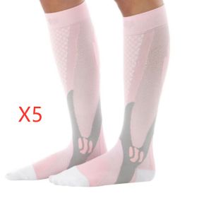Compression Socks For Men&Women Best Graduated Athletic Fit For Running Flight Travel Boost Stamina Circulation&Recovery Socks (Option: Pink 5PC-S M)