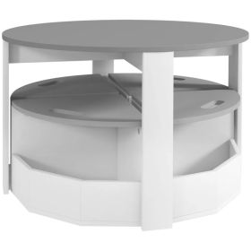 5 Piece Kids Table and Chair Set with Storage for Kids Room, Grey (Option: grey)