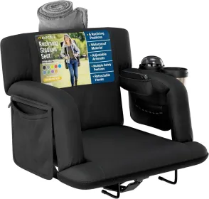 Alpcour Premium Reclining Stadium Seat For Bleachers With Back Support (Option: Black-21Wide)