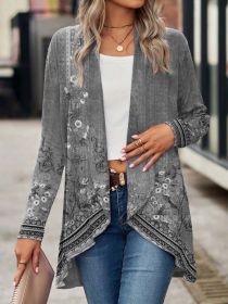 Shawl Small Suit Cardigan Outer Wear Ethnic Style (Option: Gray-XL)